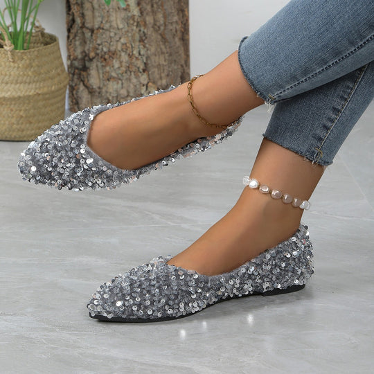 Damen Glitzernde Ballerinas mit luxuriösen Pailletten R&B
