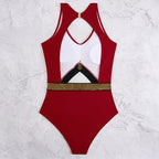 Damen Sportlicher Einteiler Badeanzug R&B