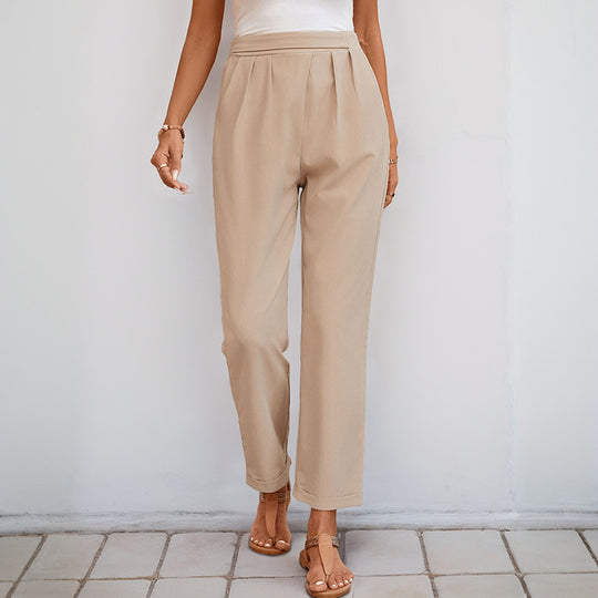 Damen Modische Stoffhose mit weitem Schnitt und eleganter Bundfalte R&B
