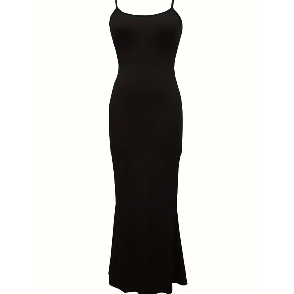 Damen figurbetontes Maxikleid mit schmalen Trägern und elegantem Schnitt R&B