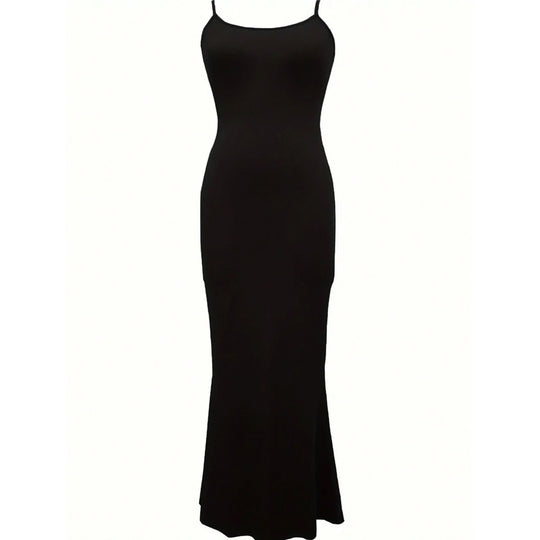 Damen figurbetontes Maxikleid mit schmalen Trägern und elegantem Schnitt R&B