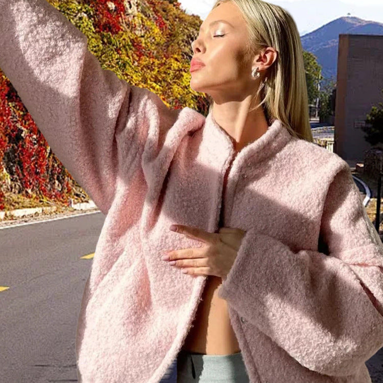 Damen Gemütlicher Teddy-Mantel mit oversized Schnitt R&B