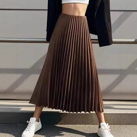 Damen Plissierter Midi-Rock mit elastischem Bund und schönem Schimmer R&B
