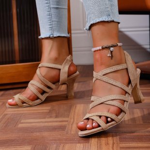 Damen elegante Riemchen-Sandalen mit funkelndem Detail R&B