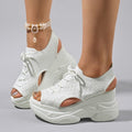 Damen Plateau-Sandalen mit elastischem Strick-Obermaterial und atmungsaktivem Design