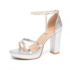 Damen Hochhackige Sandalen mit Perlenakzent R&B