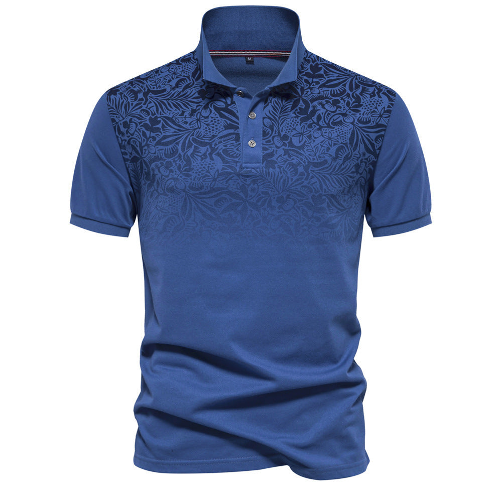 Herren Poloshirt mit floralen Ornamenten und klassischem Kragen
