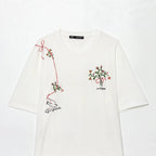 Damen T-Shirt mit feiner Stickerei und einzigartigen Drucken R&B