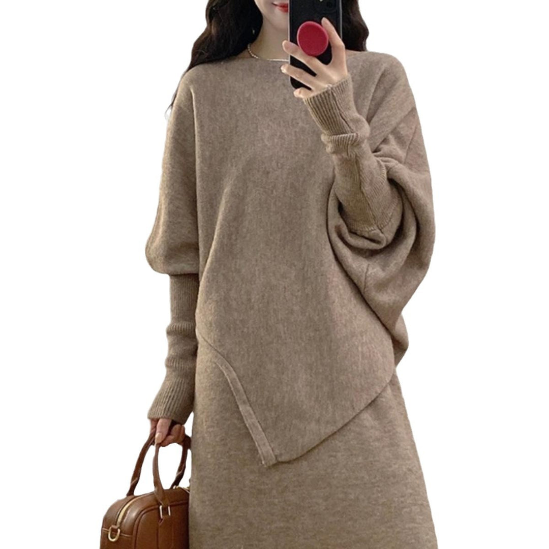 Damen Elegantes Strickkleid mit weitem Schnitt und Puffärmeln R&B