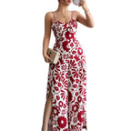 Damen Maxikleid mit tiefem Schlitz und floralem Muster R&B