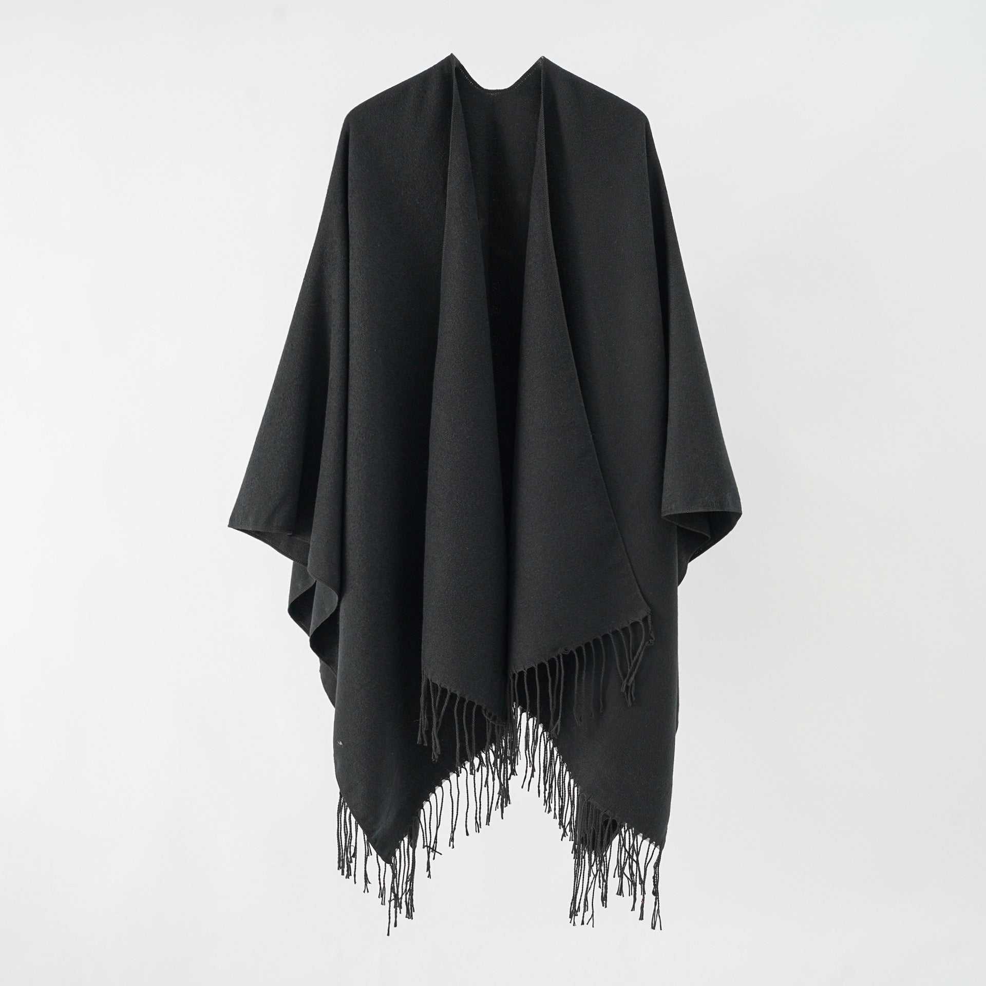 Damen Modischer Fransen-Poncho Aus Weichem Material mit Luxuriösem Fall R&B