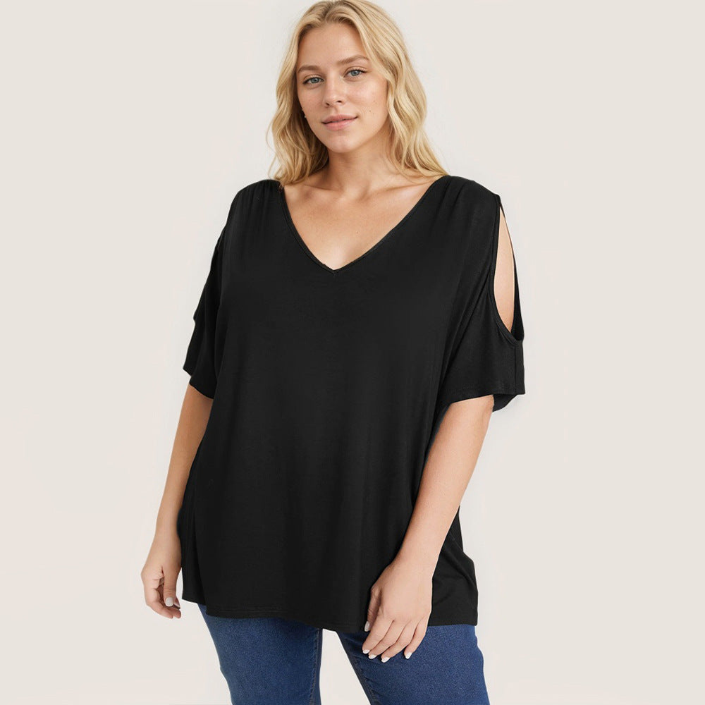 Damen Oversized T-Shirt mit Schulterauschnitten R&B