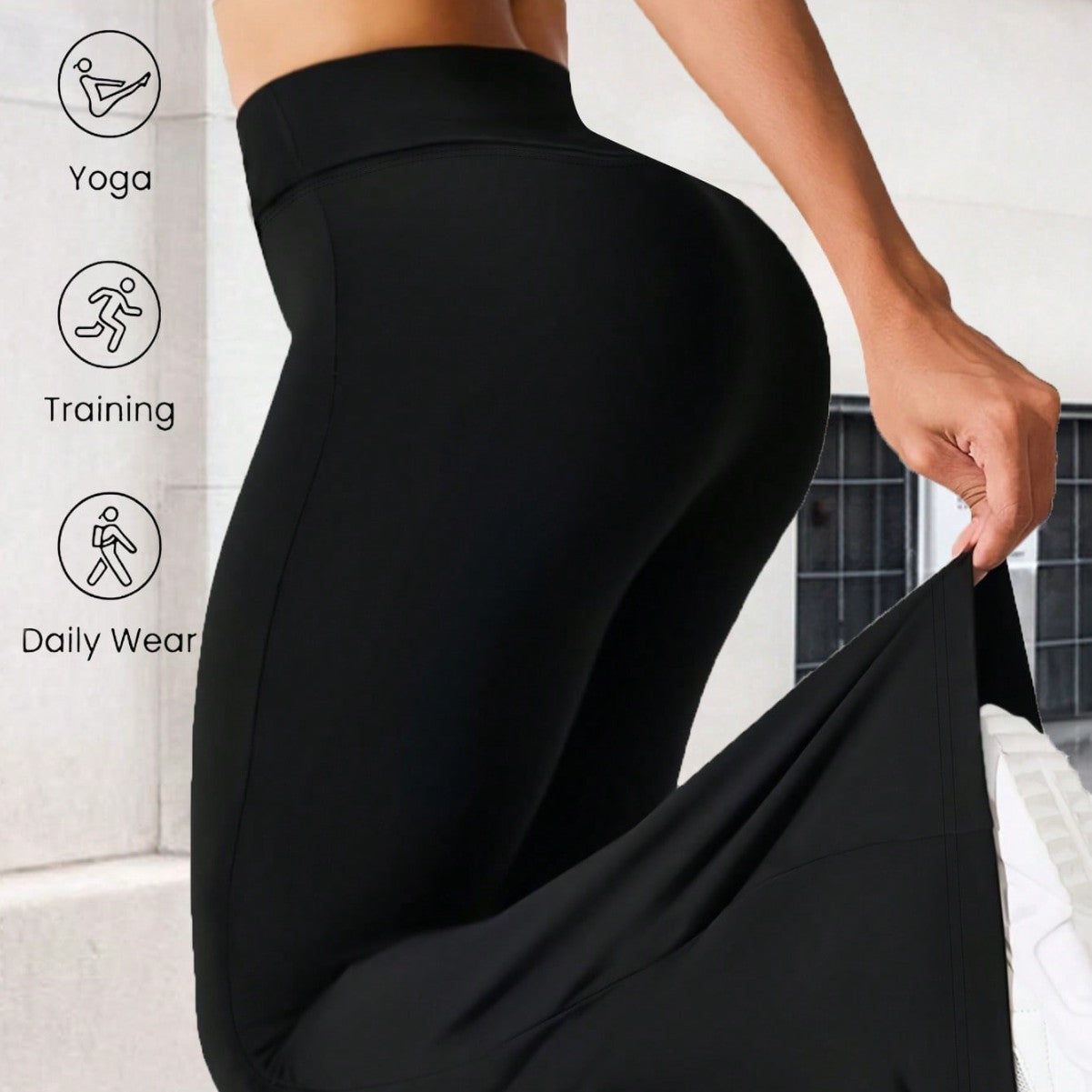 Damen Sportliche Hochbund Leggings und asymmetrisches Crop-Top Set R&B