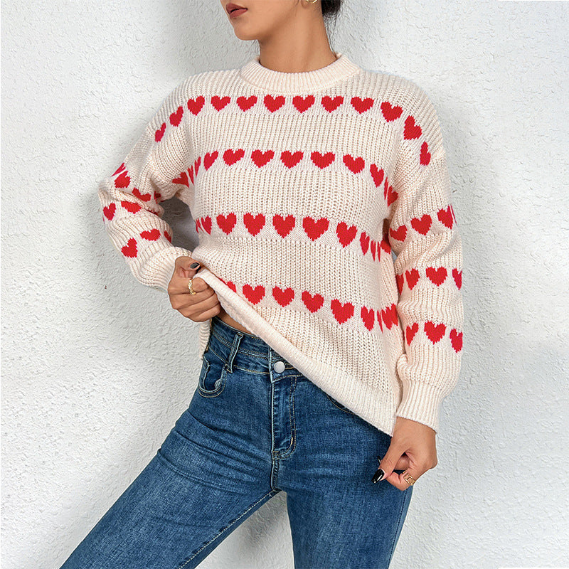 Damen Pullover mit Herzmotiv in lässiger Passform R&B