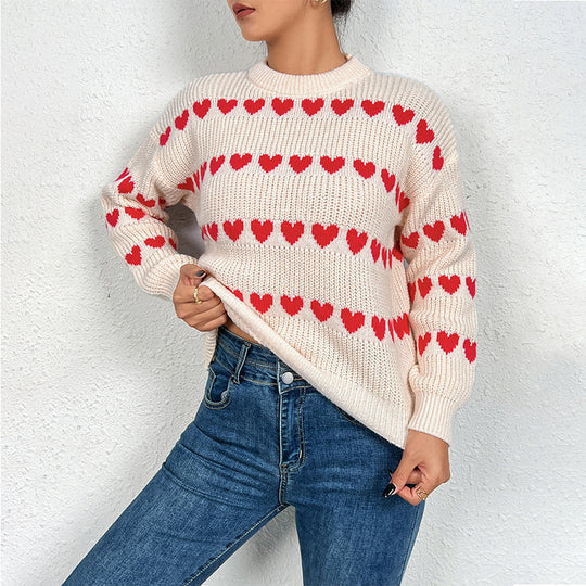 Damen Pullover mit Herzmotiv in lässiger Passform R&B