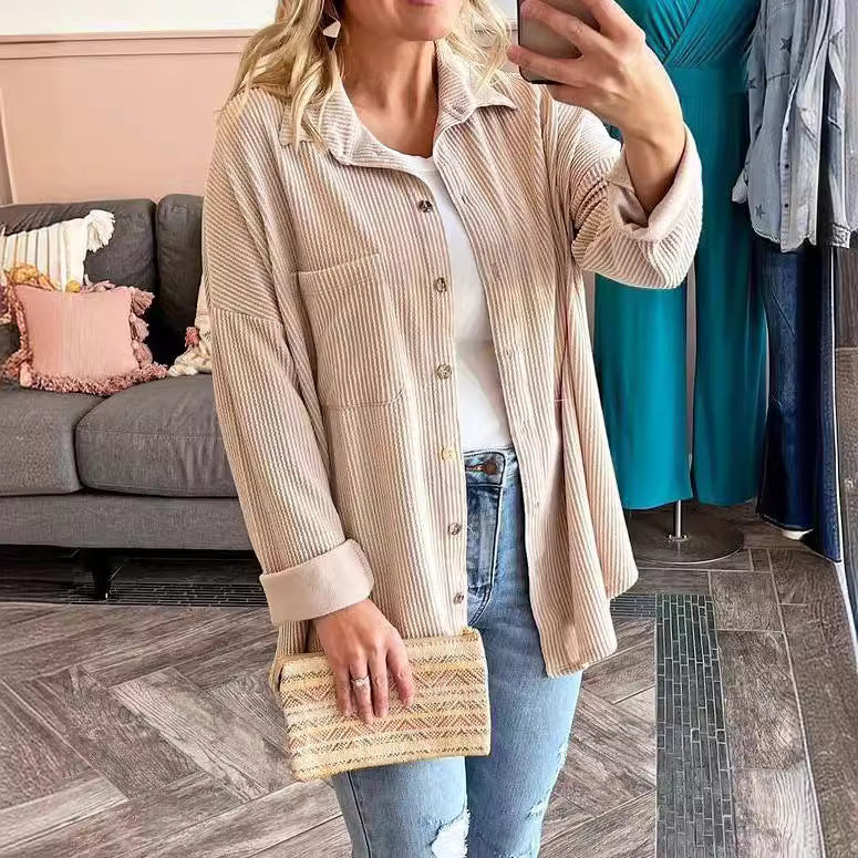 Damen lässige Strickjacke mit Knopfleiste R&B
