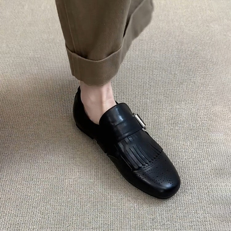 Damen elegante Mokassins mit modischer Fransenverzierung R&B
