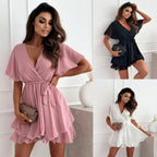 R&B | Kurzes Rüschensaum Damen-Minikleid