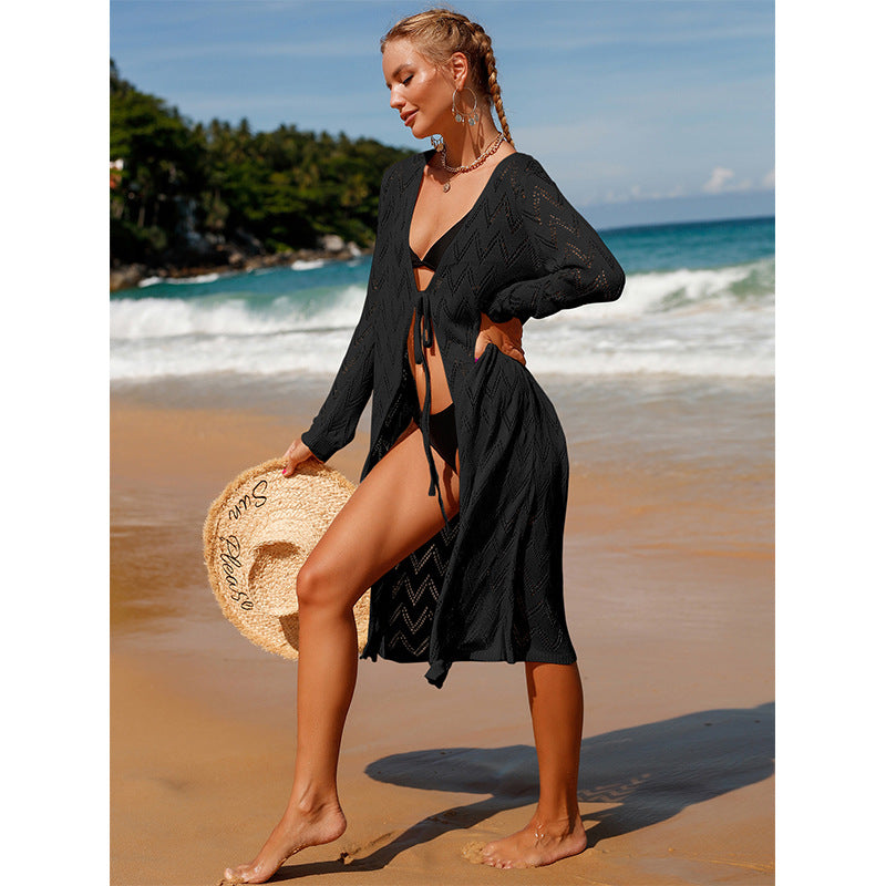Damen eleganter Häkel-Strandkimono im Boho-Stil mit tiefem V-Ausschnitt R&B