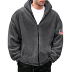 Herren kuscheliger Fleece-Hoodie mit Kapuze und Reißverschluss R&B