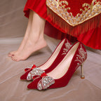 Damen Glamouröse Pumps mit funkelndem Schmuckdetail und eleganter Schleife R&B