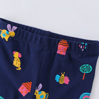 Mädchen Leggings mit buntem Tier- und Hausmuster R&B
