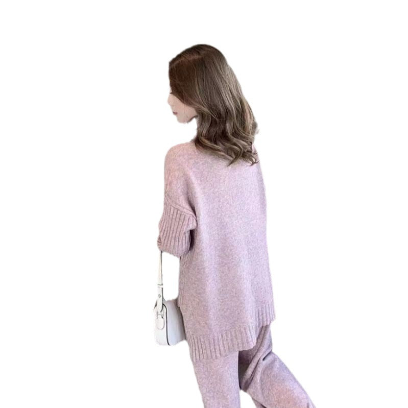 Damen Weicher Strickpullover mit hohen Kragen und lässigem Schnitt R&B
