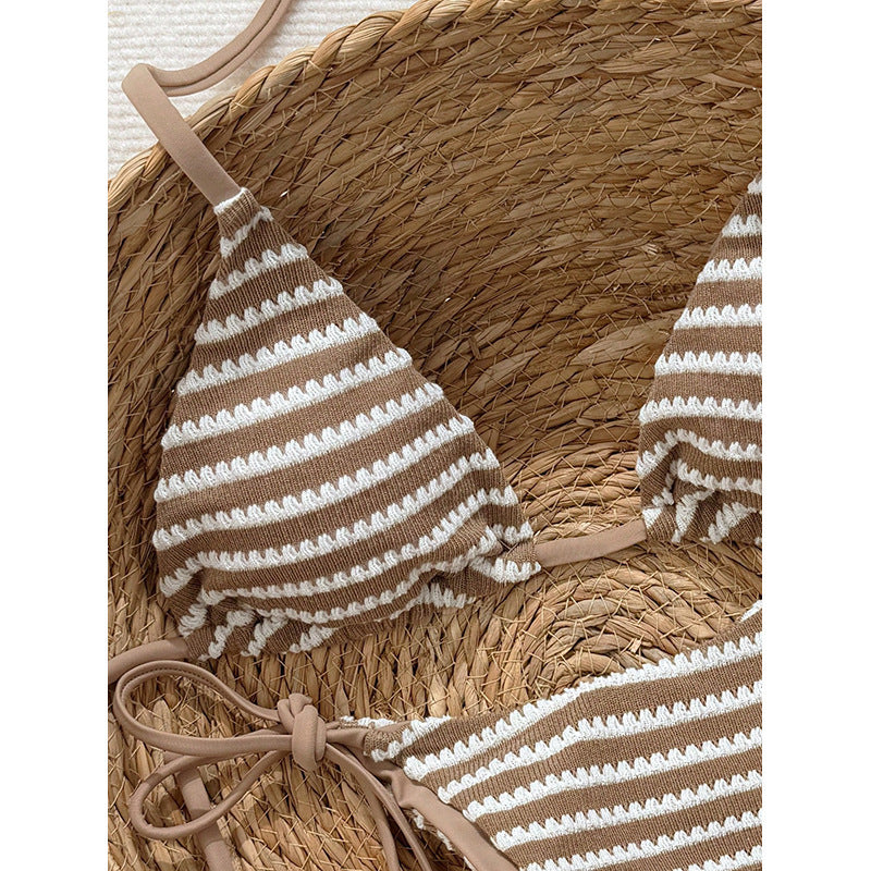 Damen Triangel-Bikini-Set mit verstellbaren Trägern und verspieltem Muster