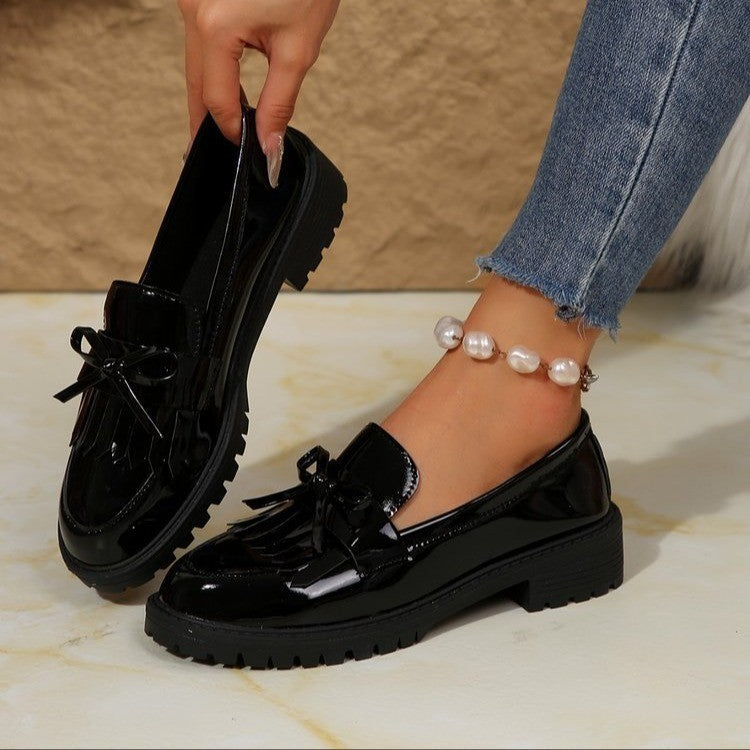 Damen Elegante Mokassins mit modischem Fransen-Design