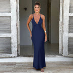 Damen Maxikleid mit elegantem V-Ausschnitt und feinen Spaghettiträgern R&B