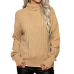 Damen Grobstrickpullover mit hochschließendem Kragen von R&B