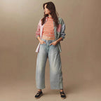 Damen Weit geschnittene Denim-Hose mit elastischem Bund und modischem Schnitt R&B