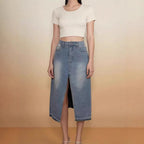 Damen Jeansrock mit Schlitz und modernem Schnitt