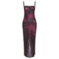 Damen Extravagantes Spitzen-Nachtkleid mit floralem Design und langem Schnitt R&B