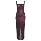 Damen Extravagantes Spitzen-Nachtkleid mit floralem Design und langem Schnitt R&B