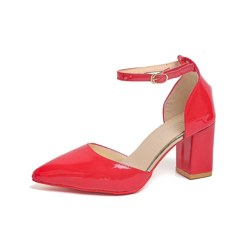 Damen elegante High-Heels mit transparentem Riemen und Blockabsatz R&B