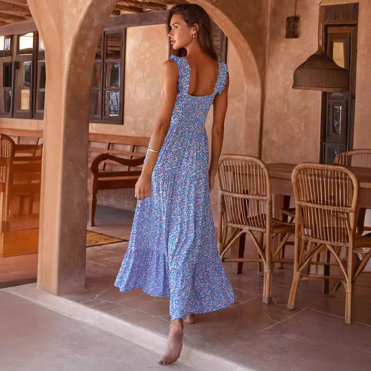 Damen Maxikleid mit voluminösem Rock und zarten Rüschendetails R&B
