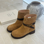 Damen elegante Chelsea Boots mit modischen Schnallen und hochwertiger Wildlederoberfläche R&B