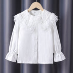 Mädchen Bluse mit voluminösem Rüschenkragen und feinen Stickereien R&B