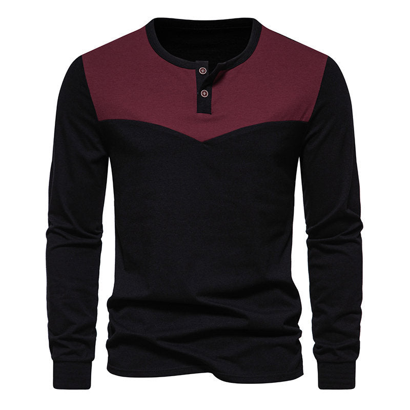 Herren Langarm-Henley-Shirt mit kontrastierenden Akzenten
