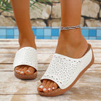 Damen Bequeme Mulesandaletten mit raffiniertem Lochmuster und elastischem Riemendesign R&B