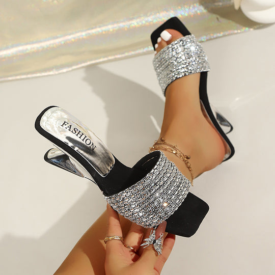 Damen Glamouröse Riemensandalen mit funkelnden Strassverzierungen R&B