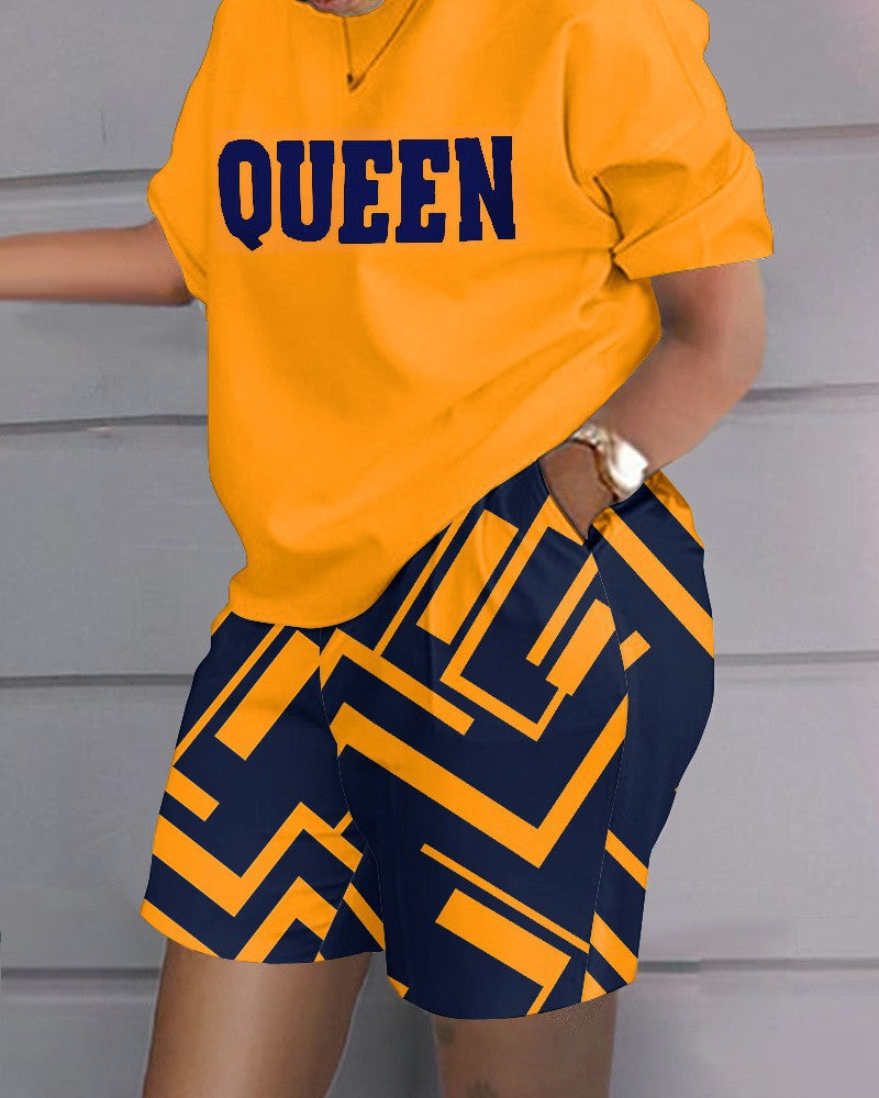 Damen Freizeitoberteil und Shorts Set R&B