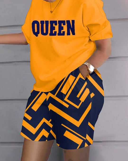Damen Freizeitoberteil und Shorts Set R&B