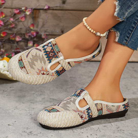 Damen komfortable und modische Clogs mit buntem Jacquard-Muster R&B