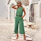 Damen Cropped Top und Palazzo-Hose Set R&B