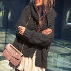 Damen Grobstrickjacke mit luxuriösem Karomuster und oversized Schnitt R&B