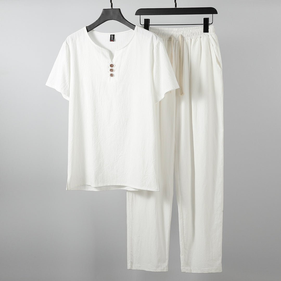Damen lässiges Lounge-Set mit Knopfdetails und elastischem Bund R&B