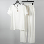 Damen lässiges Lounge-Set mit Knopfdetails und elastischem Bund R&B