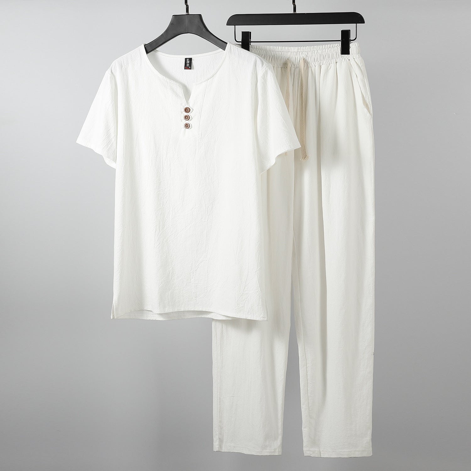 Damen lässiges Lounge-Set mit Knopfdetails und elastischem Bund R&B